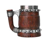 Weppduk Tonneau en bois fait à la main - Chope à bière portable en bois de 600 ml | Tasse à bière design double couche en acier inoxydable | Seau au design vintage et accessoires de bar sans danger