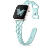 Wepro Bracelet fin tressé en silicone : pour Apple Watch Series 10 42 mm, 9 8 7 41 mm, SE 6 5 4 40 mm, 3 2 1, 38 mm pour femme pour iWatch iWatch - Bracelet de rechange fin et respirant - Vert bleuté