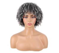 Wepwcod Perruque afro courte et bou pour femmes noires (gris)