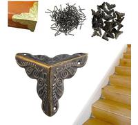 WEQEER Lot de 100 corniers de poussière pour marches en bois, coins antiques pour escaliers, décoration d'escalier, étoiles pour escaliers, corners de poussière vintage (50 pièces, bronze)