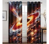 WEQEER Universum Planet Rideaux occultants, espace clair, avec œillets - Voie lactée - Pour chambre d'enfant, chambre à coucher - 2 panneaux (4,183 x 160 cm, 2 x 91 x 160 cm)