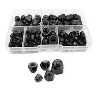 WeqeYent Lot de 100 écrous hexagonaux à tête bombée en acier au carbone - Écrous à tête bombée M8 M6 M5 M4 M3 - Assortiment d'écrous bombés décoratifs (noir)