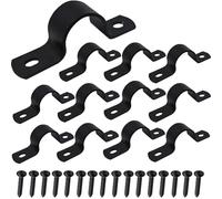 WeqeYent Lot de 12 (36 pièces) de colliers de serrage noirs pour tuyaux, clips de tension à deux trous, clip de selle, supports robustes en forme de U pour tuyaux d'eau Ø 25 mm