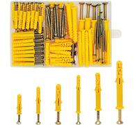 WeqeYent Lot de 150 chevilles et vis M6/M8/M10 (75 ensembles), boulons d'ancrage en plastique pour brique, maçonnerie, très résistants, vis de fixation murale (30/40/60/80 mm)