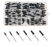 WeqeYent Lot de 200 rivets aveugles M5/M4/M3.2 en alliage d'aluminium 6 tailles pour métal, bois, plastique, construction (noir)