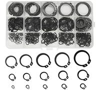 WeqeYent Lot de 350 anneaux de retenue M4-M28 en acier noir 65 Mn - 15 tailles noires - Clip de fixation en C