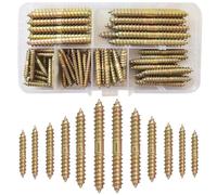 WeqeYent Lot de 84 vis double face M4 M5 M6 galvanisées autotaraudeuses à double extrémité pour meubles de travail du bois (25/30/40/50/60 mm)