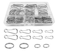 WeqeYent Lot de 90 clips en acier inoxydable pour mât de drapeau - 28 mm/32 mm/40 mm/50 mm - Crochets à ressort avec porte-clés rond pour drapeaux à œillets, porte-clés, cordons, bannières, cage pour