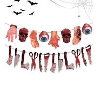 Weqizuerqi Bannières d'Halloween pour l'extérieur, bannière d'horreur 2025, décoration sanglante effrayante d'Halloween à suspendre pour maison hantée, jardin, garage, maison, fête, commercial