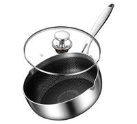 Weqizuerqi Casserole à lait | Casserole à soupe en acier inoxydable - Batterie de cuisine antiadhésive à motif nid d'abeille avec couvercle antirouille pour café, brassage à la vapeur, service de
