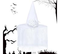Weqizuerqi Chapeau de sorcière d'Halloween - Chapeau de sorcière en dentelle à large bord - Chapeau avec voile et pour spectacle théâtral festival, mascarade, cosplay, fête de famille, spectacle sur