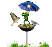 Weqizuerqi Distributeur de Nourriture pour Oiseaux Extérieur,Éclairage Solaire Décoratif Statue Grenouille pour Jardin,Mangeoire À Oiseaux Mignonne | pour Jardin Balcon Terrasse Extérieur et