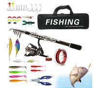 Weqizuerqi Ensemble canne à pêche et moulinet, canne à pêche combinée | Combinaisons légères de canne à pêche en eau salée et moulinet | Kit de pêche portable de voyage en eau salée et en eau douce