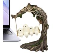 Weqizuerqi Fantôme sur Une Balançoire d'arbre | Décor Fantôme,Figurine en Résine Décor Effrayant Ornement de Bureau Pièce Maîtresse pour Fête Maison Hantée Table Jardin