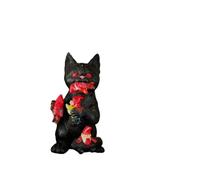 Weqizuerqi Figurine de chat noir - Sculpture de Noël pour bureau - Chat mange - Décoration pour la maison - Collectionneur - Vitrine - Bibliothèque - Table de chevet - Rebord de fenêtre