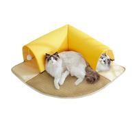 Weqizuerqi Lit pour chat avec tunnel, coussin de grotte amovible 2 en 1 avec tunnel pour petits animaux avec coussin amovible