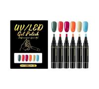 Weqizuerqi Marqueurs de vernis à ongles, 6 couleurs, pointe fine, à séchage rapide, pour débutants, manucure, salon, maison, femme, adolescent