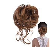 Weqizuerqi Messy Bun Postiche de cheveux bouclés ondulés pour femme - Pour un rendez-vous, une fête, un mariage, la vie quotidienne