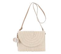 Weqizuerqi Sac de voyage en paille tissé avec pendentif en forme de boule | Sac de plage élégant pour le shopping, les rendez-vous, les voyages, la randonnée, beige, Refer to description