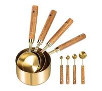 Weqizuerqi Set De Tasses Et Cuillères À Mesurer - Cuillères Doseuses En Acier Inoxydable Avec Manche En Bois,Gadgets Empilables Cuillère Doseuse pour Précision Aliments Secs et Liquides