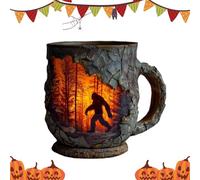 Weqizuerqi Tasse Café Feu de Camp - Gobelet Isotherme En Résine Pour Randonnée Plein Air Bois - Mug Polyvalent 400ml Pour Thé Chaud Boissons Froides Bière Lait