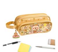 Weqizuerqi Trousse Mignonne | Trousse à Crayons en Forme d'animal - Grande Trousse pour stylos - 3 Couches - Organiseur de Fournitures Scolaires pour, étudiants et Cours, Marron, Voir