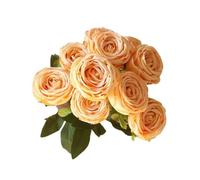 WEQYFDC 10 Head Princess Artificial Roses Wedding Decora Hand-Held Flowers Wall Fake Home Decoration Simulated(Yellow)