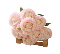 WEQYFDC 10 Head Princess Artificial Roses Wedding Decora Hand-Held Flowers Wall Fake Home Decoration Simulated(Light Pink)