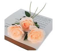 WEQYFDC 10PCS Artificial Silk Flowers Roses Bouquet Long Stem Fake for Valentine's Day Mother Wedding Home Decoration(Champagne)