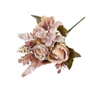 WEQYFDC 3pcs Autumn Artificial Peony Flowers Bride Silk Rose Bouquet DIY Wedding Home Garden Decoration Accessories Fall Hydrangea Fake Plant(Pink)