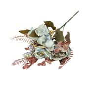 WEQYFDC 3pcs Autumn Artificial Peony Flowers Bride Silk Rose Bouquet DIY Wedding Home Garden Decoration Accessories Fall Hydrangea Fake Plant(Blue)