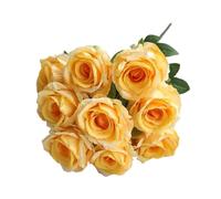 WEQYFDC Artificial Roses Bouquet Flannel Fake Flowers Valentine's Day Balcony Garden Decoration Simulation Flower Orange Rose(Yellow)