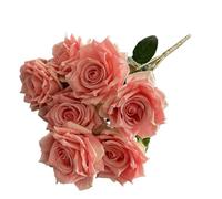 WEQYFDC Artificial Roses Bundle Silk Fake Flowers Wedding Decor Simulation Flower Hotel Garden Decoration Plant(Light Pink)