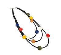WEQYFDC Collier De Style Ethnique Collier pendentif en caoutchouc noir fait main au design géométrique, style rétro ethnique, assorti for femme