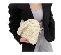 WEQYFDC Femmes toile sac à bandoulière laine tricoté tissé sac à bandoulière for femme femme sacs à main Shopper(Milky white,17.10.8cm)