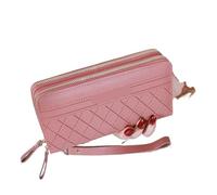 WEQYFDC Portefeuille Long for Femme, Porte-Monnaie à Pompon, Double Fermeture éclair, Pochette for Argent(A-Dark Pink)