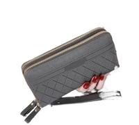 WEQYFDC Portefeuille Long for Femme, Porte-Monnaie, Pochette à Double Fermeture éclair, Porte-téléphone(A-Gray)