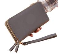 WEQYFDC Portefeuille Long for Femme, Porte-Monnaie, Pochette à Double Fermeture éclair, Porte-téléphone(B-Gray)