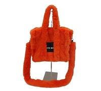 WEQYFDC Sac à main d'hiver en fausse fourrure rose flou for femme, sac à bandoulière carré en peluche moelleuse, fourre-tout élégant for femme(Orange)