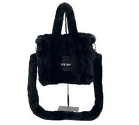 WEQYFDC Sac à main d'hiver en fausse fourrure rose flou for femme, sac à bandoulière carré en peluche moelleuse, fourre-tout élégant for femme(Black)