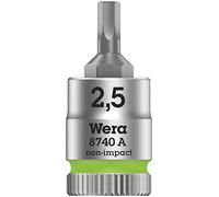 Wera 05003331001 8740 A Douille-Embout Zyklop pour Vis à six pans creux, à emmanchement 1/4", 2, 5 x 28 mm, Vert Clair