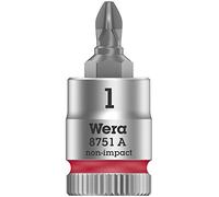 Wera 05003350001 8751 A Douille-Embout Phillips Zyklop à emmanchement 1/4", PH 1 x 28 mm, Rouge