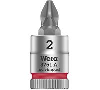 Wera 05003351001 8751 A Douille-Embout Phillips Zyklop à emmanchement 1/4", PH 2 x 28 mm, Rouge