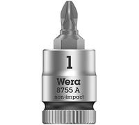 Wera 05003353001 8755 A Douille-Embout Pozidriv Zyklop à emmanchement 1/4", PZ 1 x 28 mm, Noir