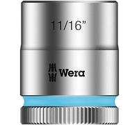 Wera 05003577001 8790 HMB Douille Zyklop à emmanchement 3/8", 11/16 pouce, Argent/cyan