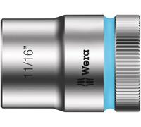 Wera 05003624001 8790 HMC Douille Zyklop à emmanchement 1/2", 11/16 pouce, Argent/cyan