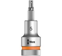 Wera 05003821001 8740 C HF Embouts à douille HF Zyklop à emmanchement 1/2" avec fonction de retenue, 5.0 x 60 mm, Argent/orange