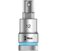 Wera 05003826001 8740 C HF Embouts à douille HF Zyklop à emmanchement 1/2" avec fonction de retenue, 12.0 x 60 mm, Argent/cyan
