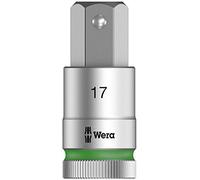 Wera 05003828001 8740 C HF Embouts à douille HF Zyklop à emmanchement 1/2" avec fonction de retenue, 17.0 x 60 mm, Argent/vert