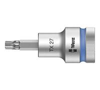 Wera 05003832001 8767 C HF TORX Embouts à douille TORX HF Zyklop à emmanchement 1/2" avec fonction de retenue, TX 27 x 60 mm, Argent/bleu